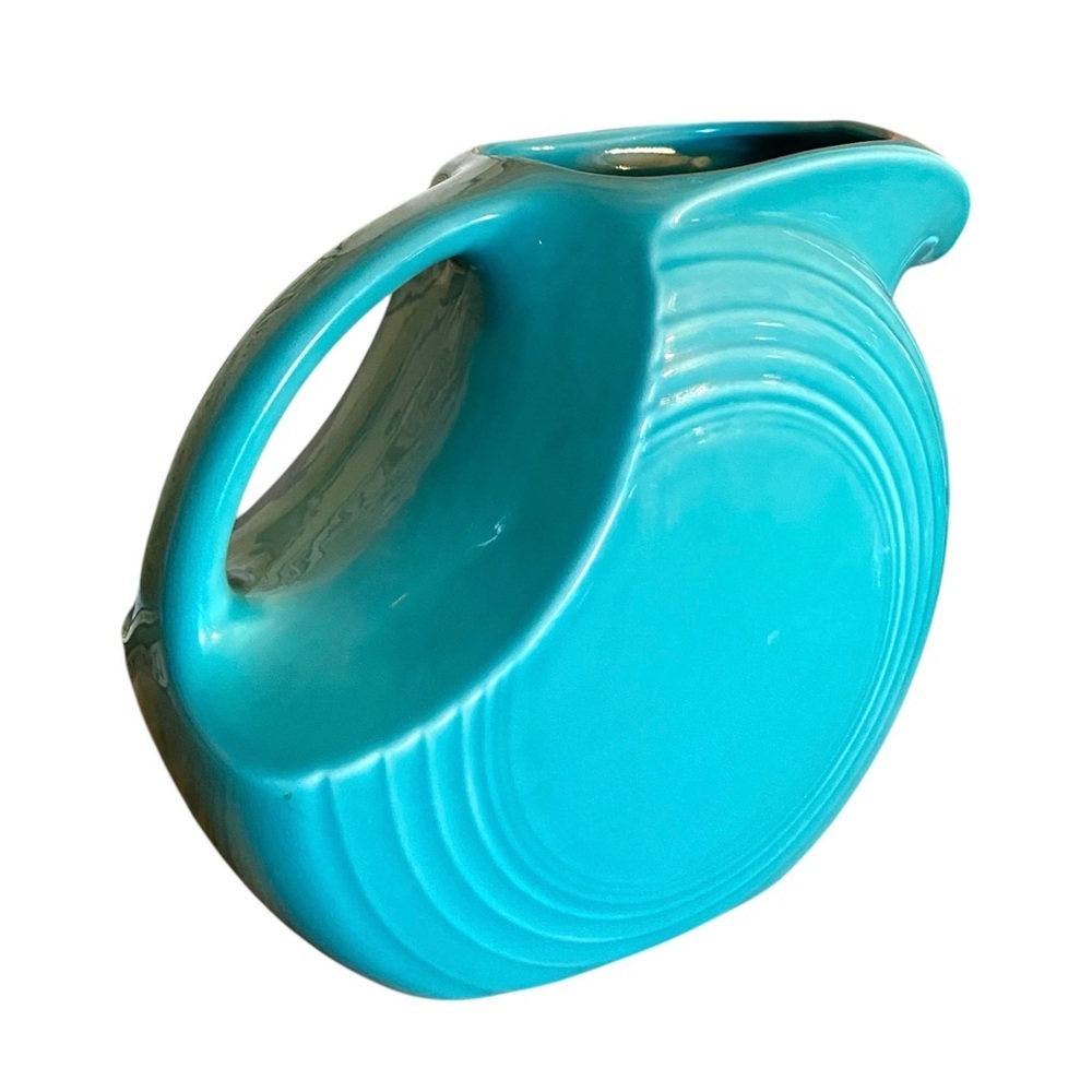 Vintage Fiesta Turquoise Disk Pitcher Fiesta Ware 7” - Picture 3 of 14